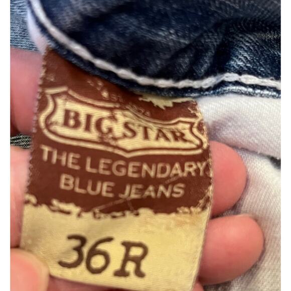 Big Star Men's Size 36 Blue Union Slim Straight Leg Distressed Denim Jeans - Picture 2 of 9